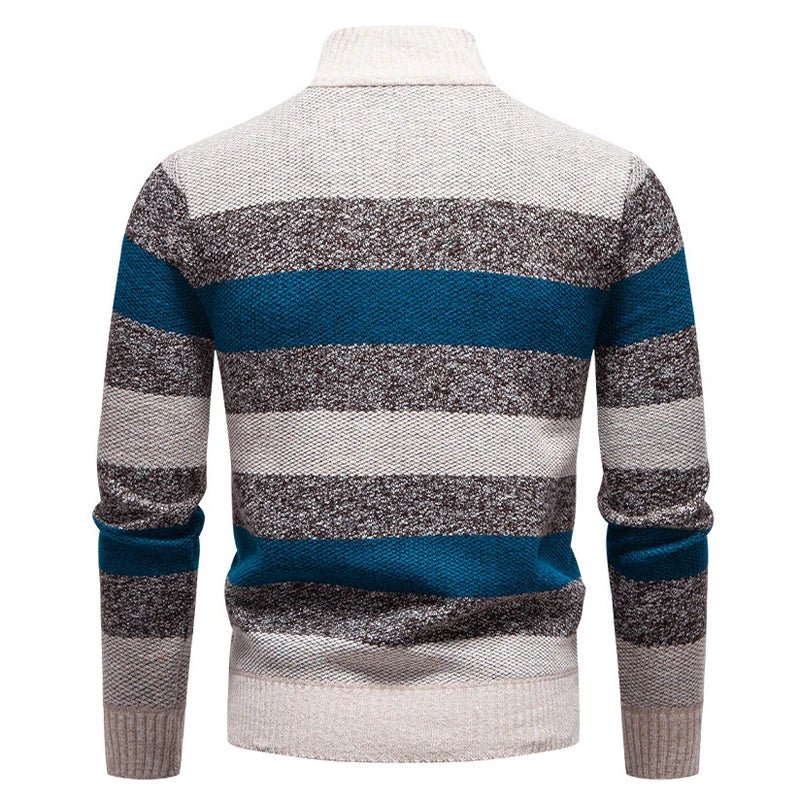 Men’s Striped Quarter-Zip Knit Sweater Men's Sweaters