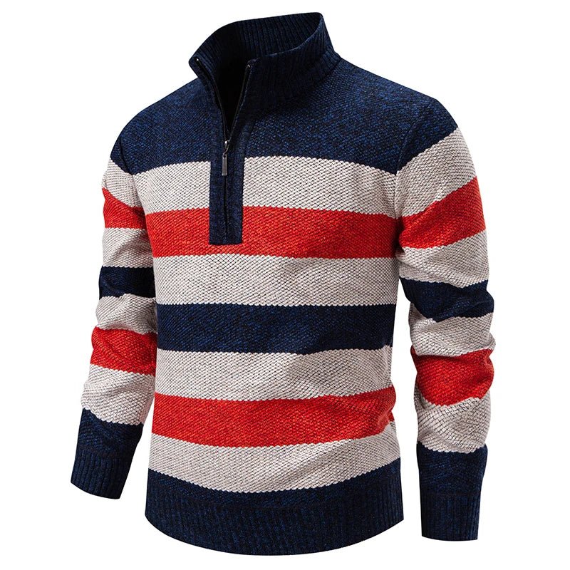 Men’s Striped Quarter-Zip Knit Sweater Men's Sweaters