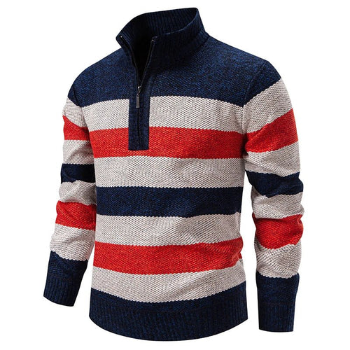 Men’s Striped Quarter-Zip Knit Sweater Men's Sweaters