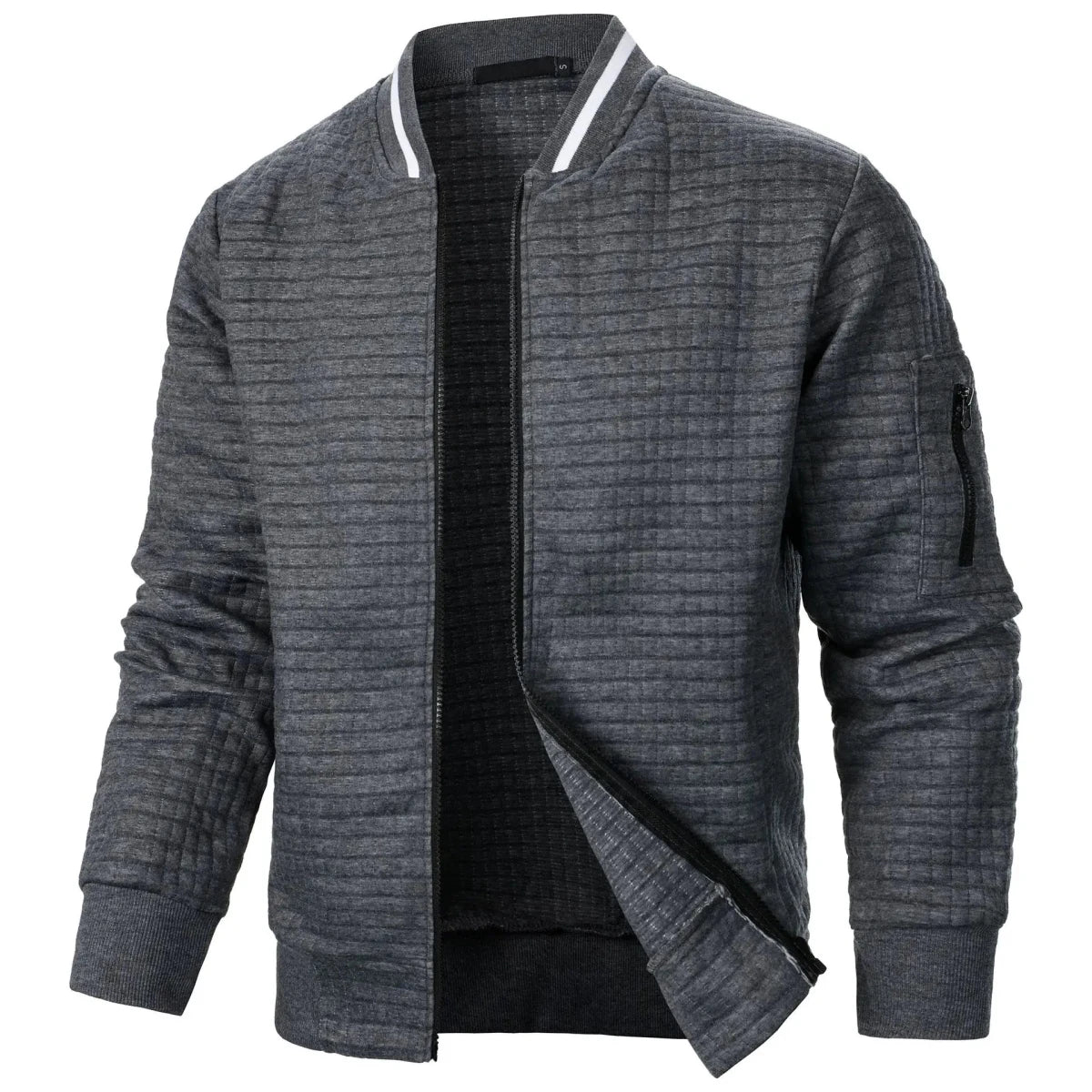 Men’s Waffle-Texture Full-Zip Bomber Jacket Men's Jackets