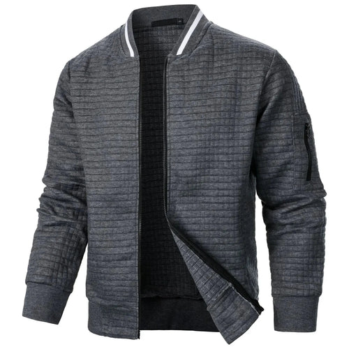 Men’s Waffle-Texture Full-Zip Bomber Jacket Men's Jackets