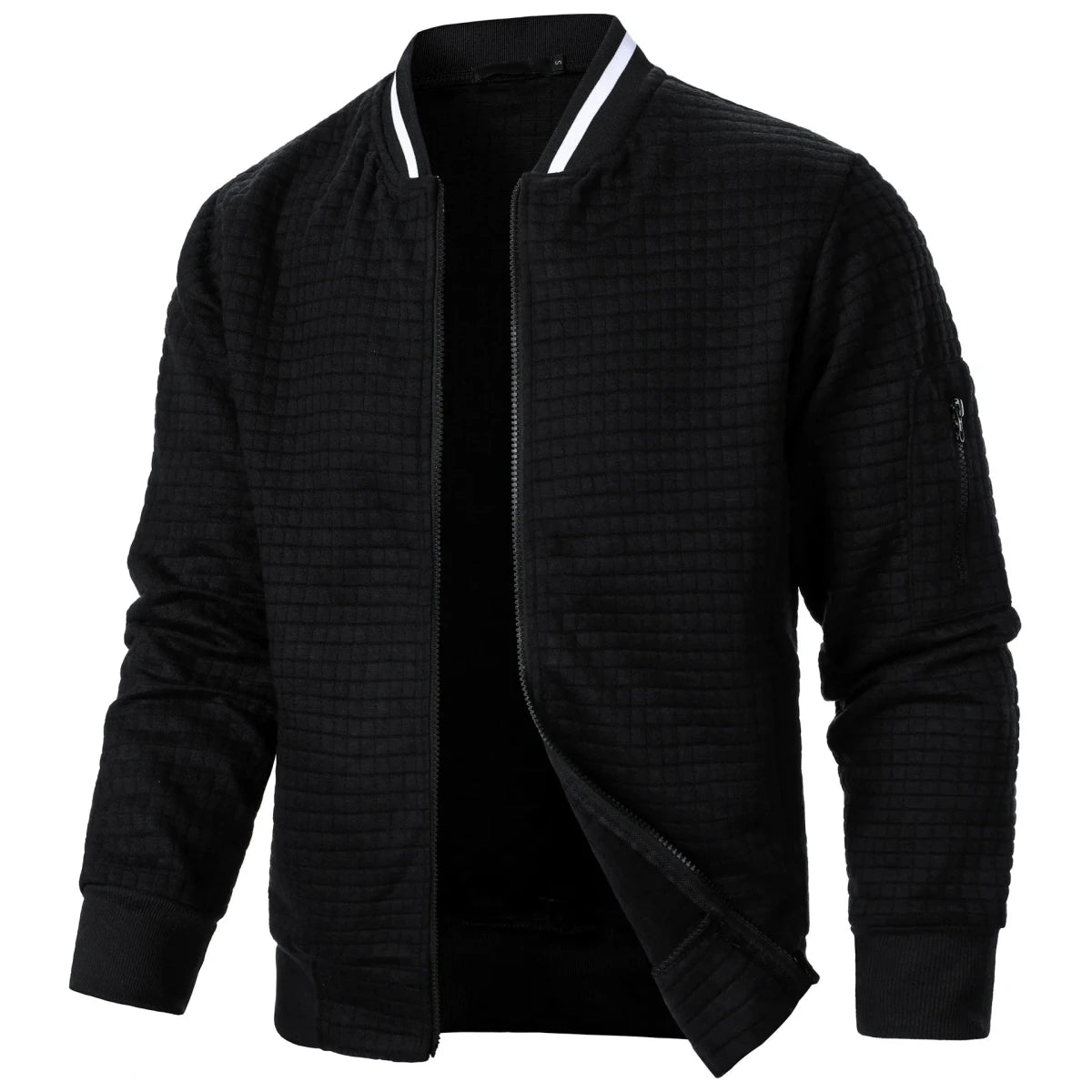 Men’s Waffle-Texture Full-Zip Bomber Jacket Men's Jackets