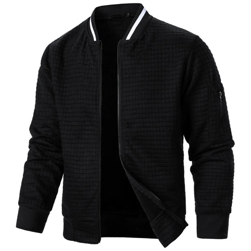 Men’s Waffle-Texture Full-Zip Bomber Jacket Men's Jackets