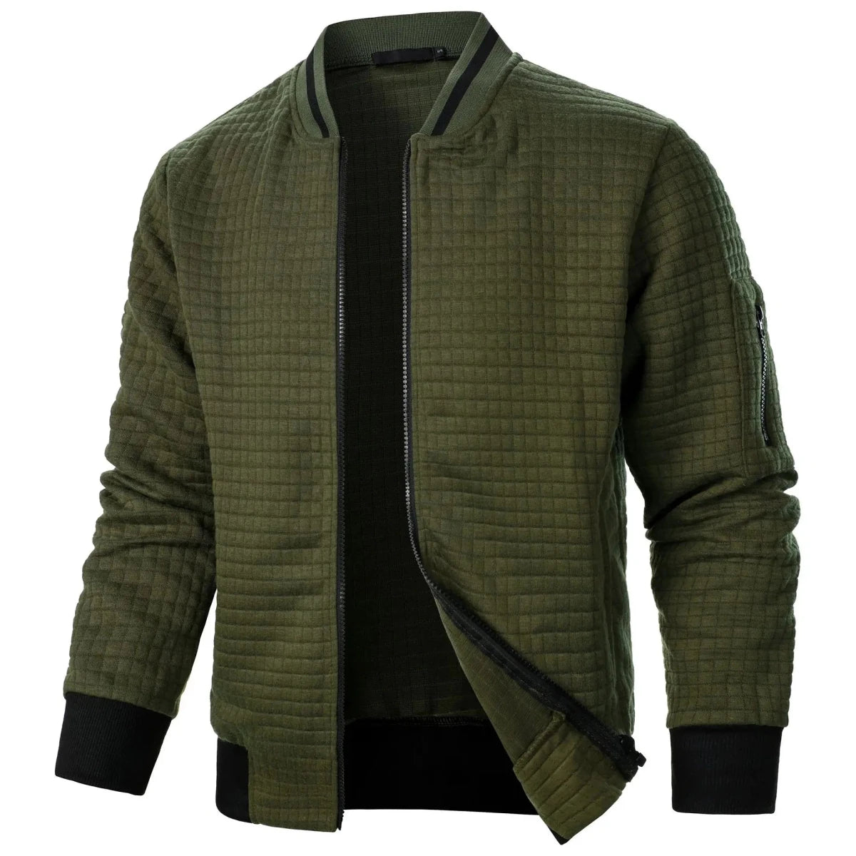 Men’s Waffle-Texture Full-Zip Bomber Jacket Men's Jackets
