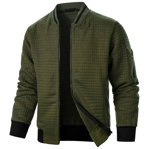 Men’s Waffle-Texture Full-Zip Bomber Jacket Men's Jackets