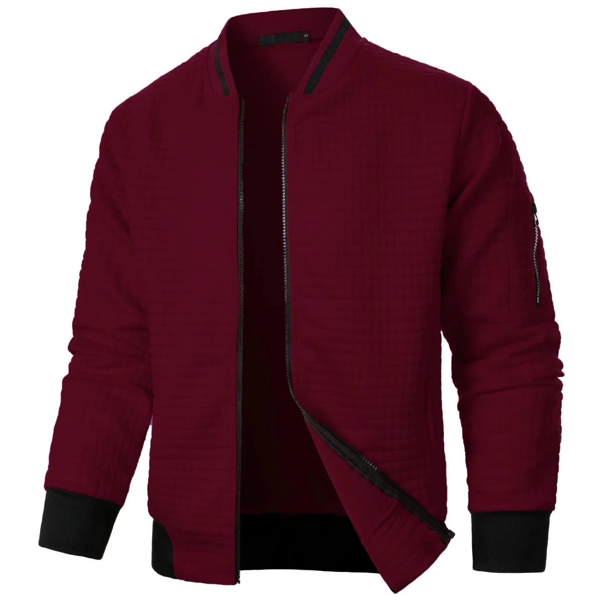 Men’s Waffle-Texture Full-Zip Bomber Jacket Men's Jackets