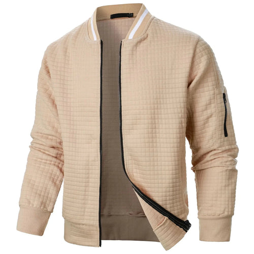 Men’s Waffle-Texture Full-Zip Bomber Jacket Men's Jackets