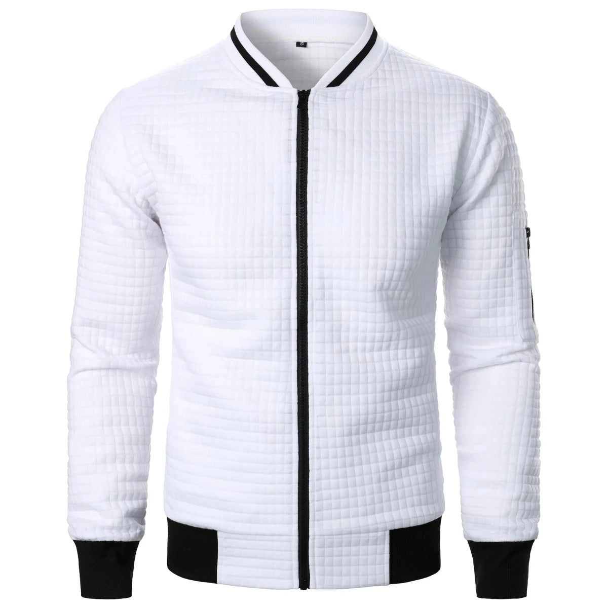 Men’s Waffle-Texture Full-Zip Bomber Jacket Men's Jackets