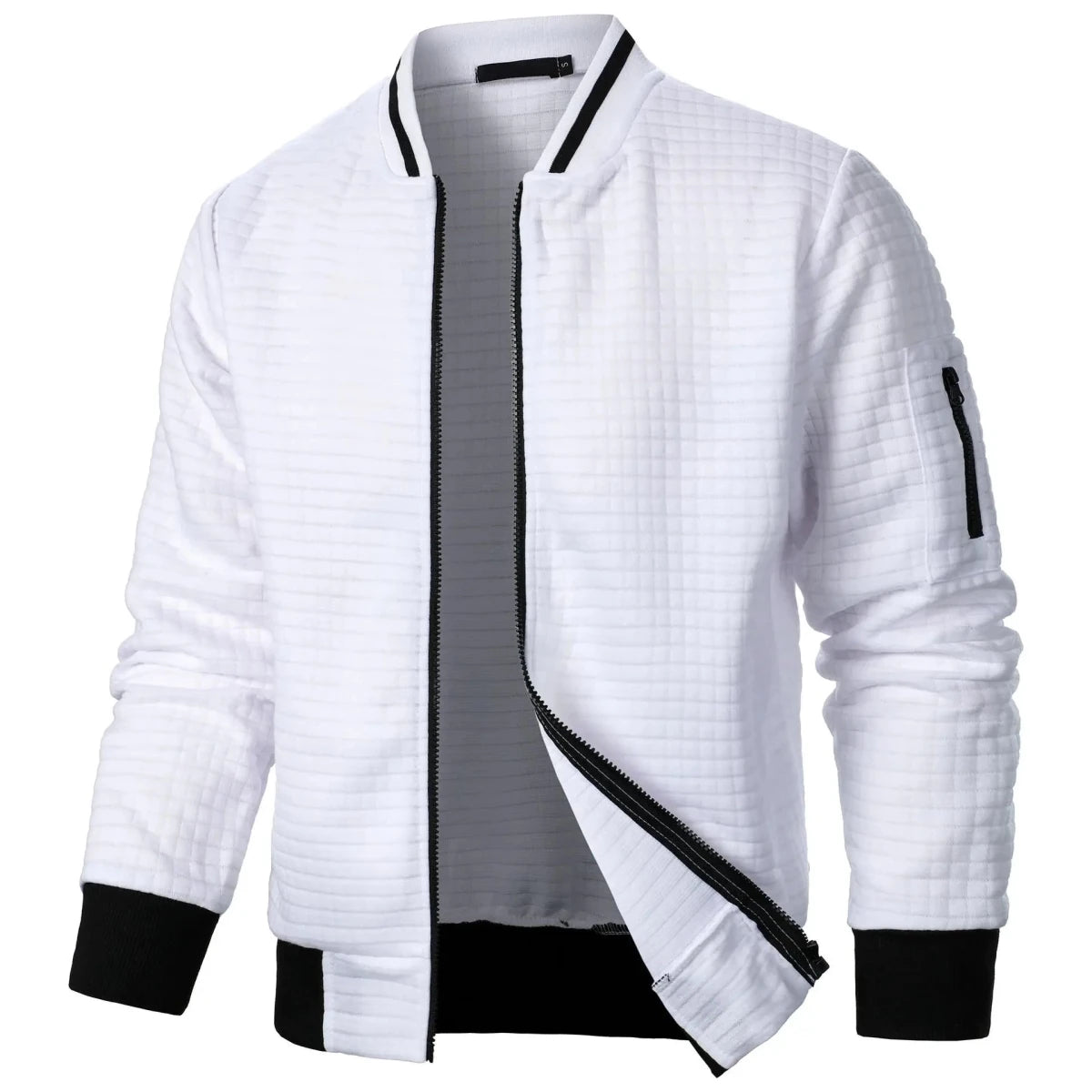 Men’s Waffle-Texture Full-Zip Bomber Jacket Men's Jackets