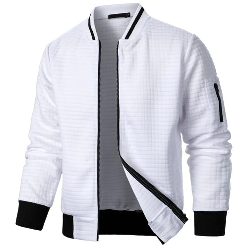 Men’s Waffle-Texture Full-Zip Bomber Jacket Men's Jackets