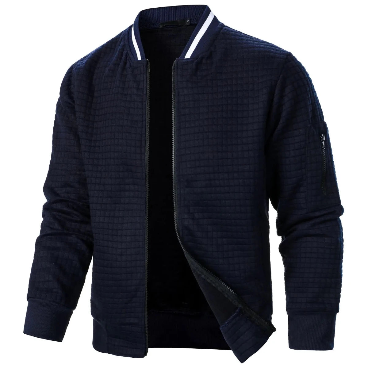 Men’s Waffle-Texture Full-Zip Bomber Jacket Men's Jackets