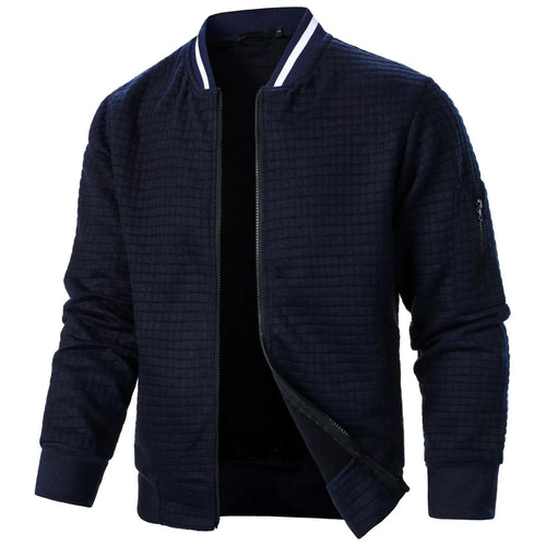 Men’s Waffle-Texture Full-Zip Bomber Jacket Men's Jackets