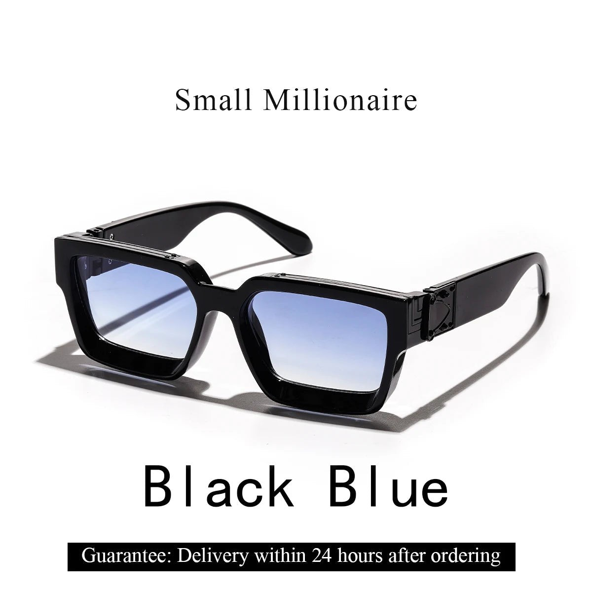 Millionaire Shades Black UV400 Protection Sunglasses Unisex Square Frame Luxury Designer Eyewear