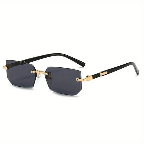 Rectangle Rimless Sunglasses for Men & Women - Summer Travel Sun Shades