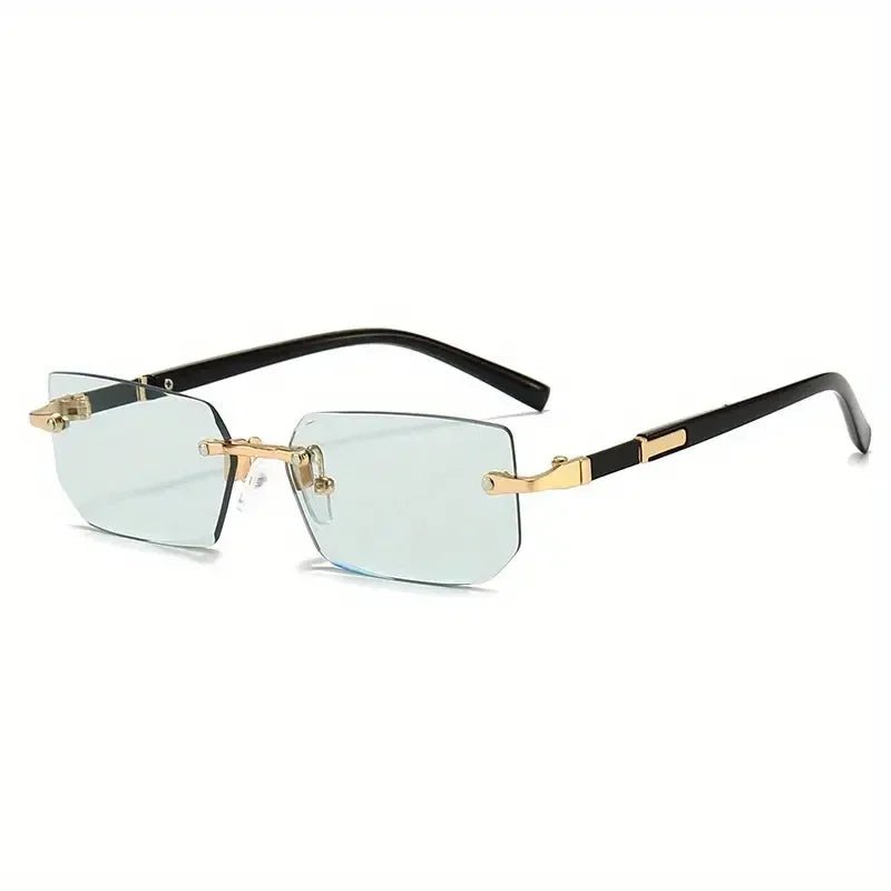 Rectangle Rimless Sunglasses for Men & Women - Summer Travel Sun Shades