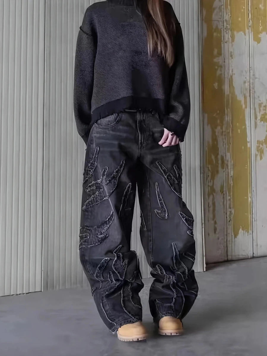 Street Graffiti Wide-Leg Jeans for Men