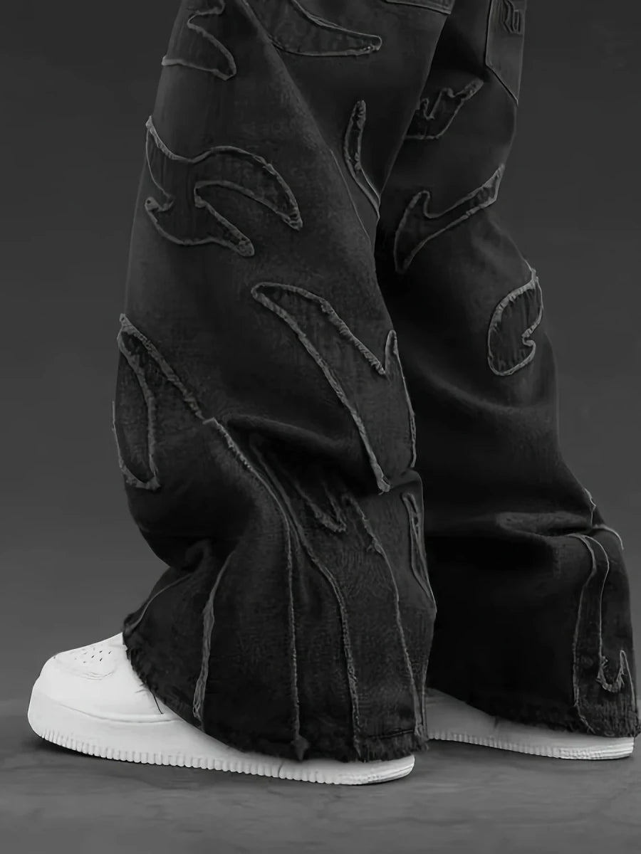 Street Graffiti Wide-Leg Jeans for Men