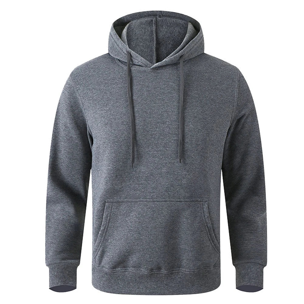 Unisex Solid-Color Pullover Hoodie with Kangaroo Pocket Unisex Hoodies