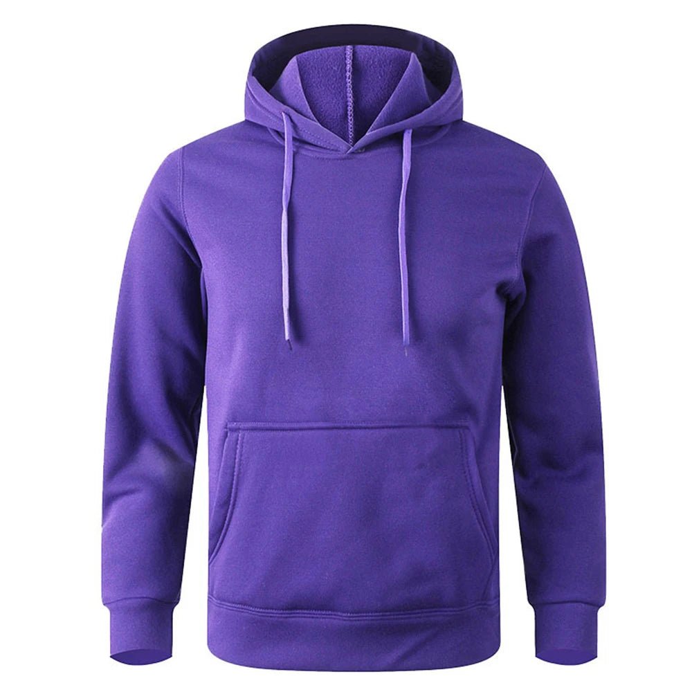 Unisex Solid-Color Pullover Hoodie with Kangaroo Pocket Unisex Hoodies