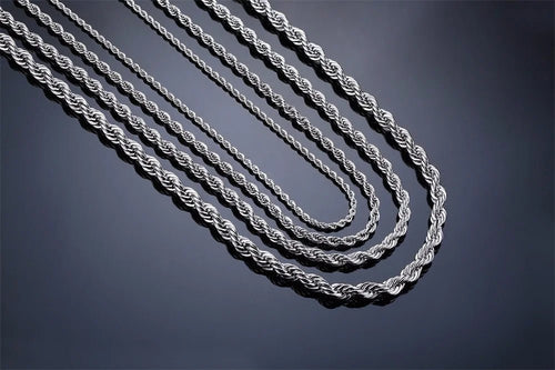 Unisex Stainless Steel Twisted Rope Necklace Gold Color Waterproof Chain 2mm 3mm 4mm 5mm
