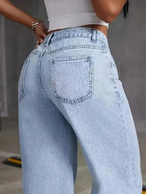 Wide Leg Jeans For Women Y2K Light Blue Denim No Stretch Loose Casual Everyday Four Seasons
