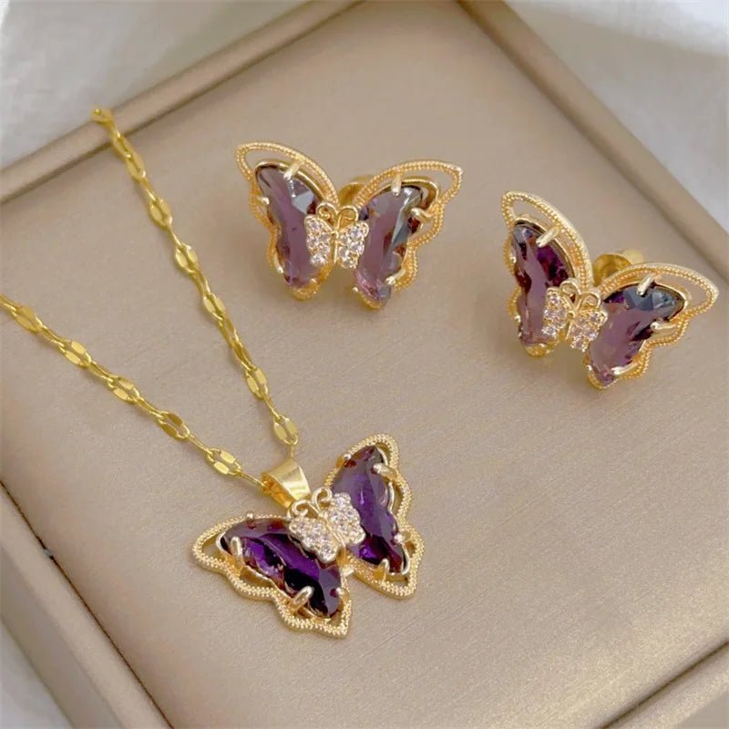Women’s Butterfly Necklace & Earrings Set Women's Jewelry Sets