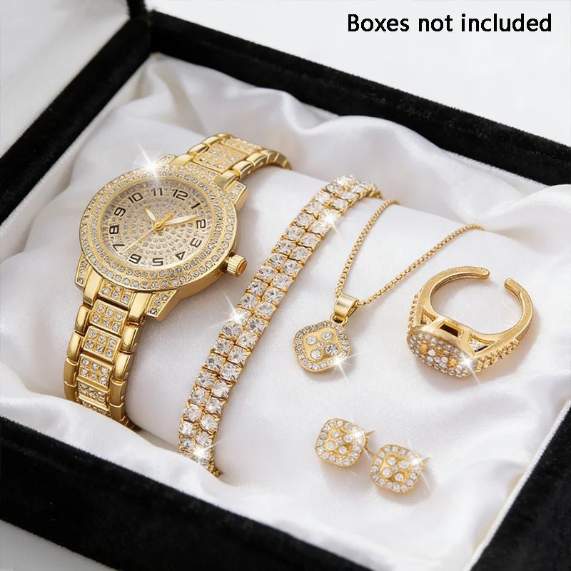 Women’s Gold-Tone Watch & Jewelry Set — 6 Pieces Women's Watch & Jewelry Sets