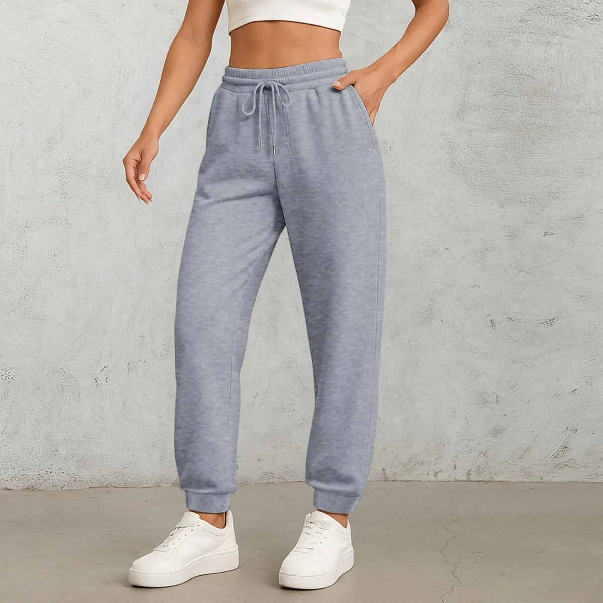 Women's High-Waist Straight-Leg Drawstring Pants