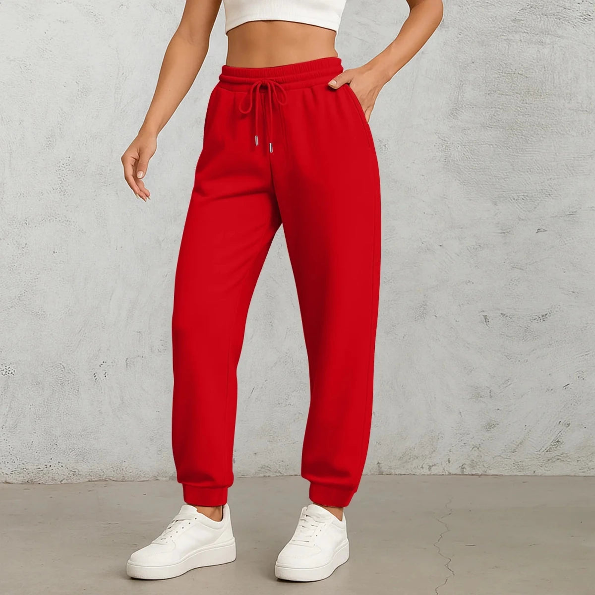 Women's High-Waist Straight-Leg Drawstring Pants