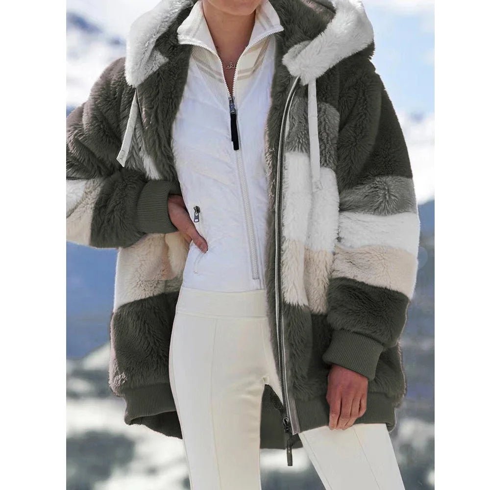 Women's Hooded Color-Block Zip-Up Jacket