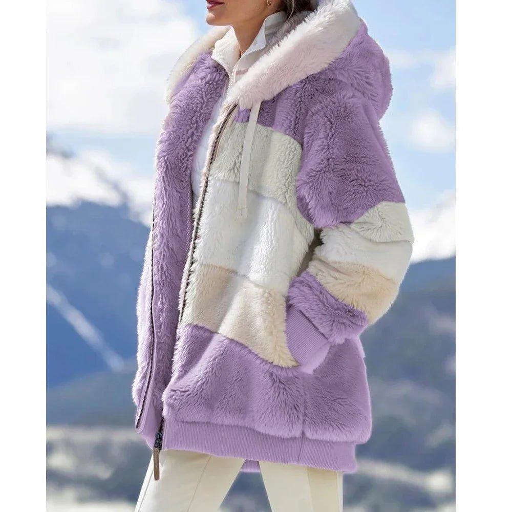 Women's Hooded Color-Block Zip-Up Jacket