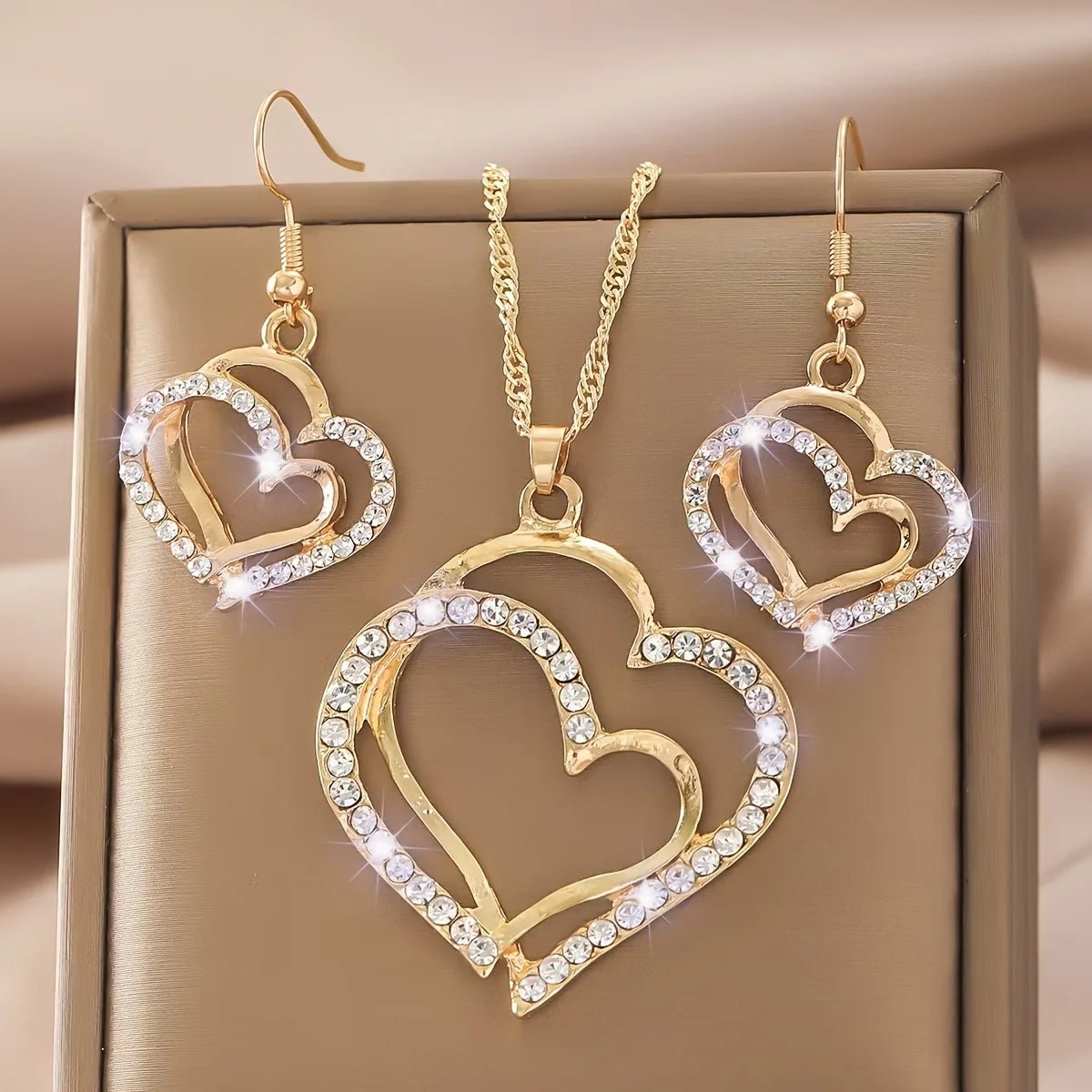 Women’s Rhinestone Heart Necklace & Bracelet Set Women's Jewelry Sets