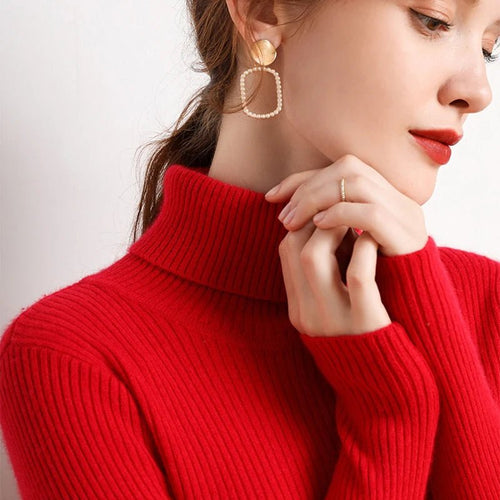 Women’s Slim-Fit Turtleneck Knit Sweater